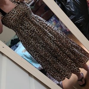 Pink lily animal print maxi dress large
